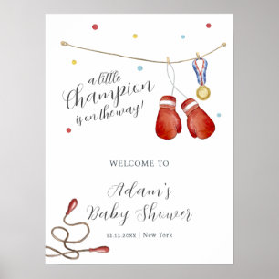 Moderne kleine Champion-Boxen-Baby-Party-Willkomme Poster