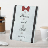 Moderne kleine Gentleman Babydusche Bücher & Gesch Sockelschild (In SItu)