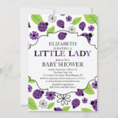 Moderne Kleine Lady Lila Ladybug Babydusche Einladung (Vorderseite)