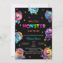 Moderne Kleine Monster Wasserfarben Babydusche
