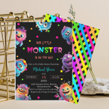 Moderne Kleine Monster Wasserfarben Babydusche
