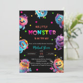 Moderne Kleine Monster Wasserfarben Babydusche Einladung (Stehend Vorderseite)