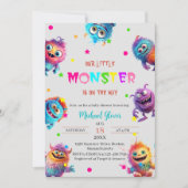 Moderne Kleine Monster Wasserfarbene Babydusche In Einladung (Vorderseite)