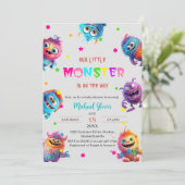 Moderne Kleine Monster Wasserfarbene Babydusche In Einladung (Stehend Vorderseite)