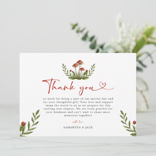 Moderne Kleine Mushroom Babydusche Danke (Stehend Vorderseite)