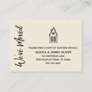Moderne, kleine Pension "We ve Moved" Cream Card Visitenkarte