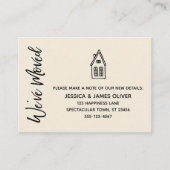 Moderne, kleine Pension "We ve Moved" Cream Card Visitenkarte (Vorderseite)
