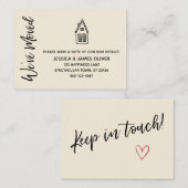 Moderne, kleine Pension "We ve Moved" Cream Card Visitenkarte (Vorne/Hinten)