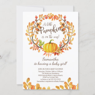 Moderne Kleine Pumpkin Baby Dusche Einladung