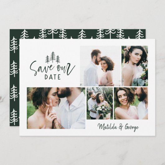 moderne kleine rustikale Hochzeit mit mehreren Fot Save The Date (Vorne/Hinten)