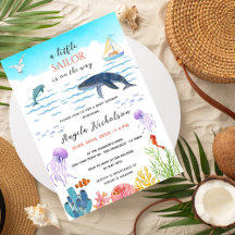 Moderne Kleine Sailor Babydusche unter dem Meer