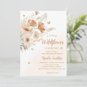 Moderne kleine Wildblume Boho Girl Babydusche Einladung (Stehend Vorderseite)