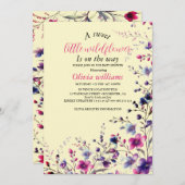 Moderne kleine Wildblume-Rosa-Babydusche Einladung (Vorne/Hinten)