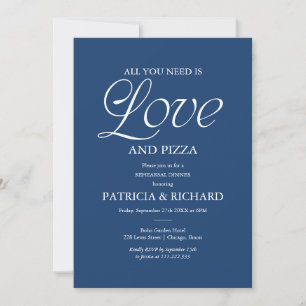 Moderne Kobaltblaue Pizza-Hochzeitsprobe Einladung