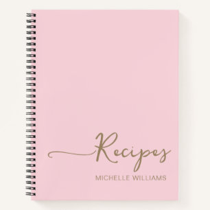 Moderne Kochbuchrezepte mit Monogramm in Roségold Notizblock