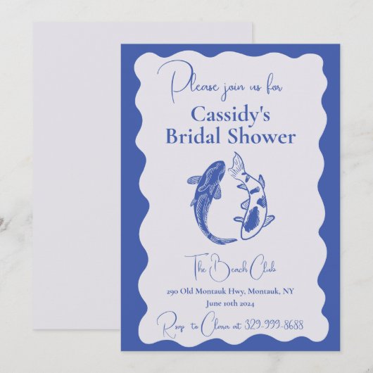 Moderne Koi Fish Bridal Dusche Einladung (Vorne/Hinten)