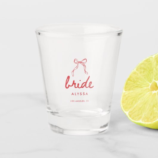 Moderne Kokette-Bogen-Schriftzug Individueller Nam Schnapsglas (Vorderseite)