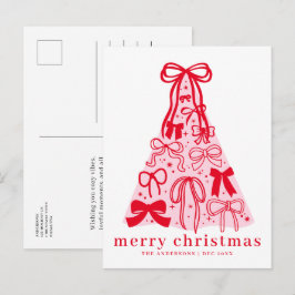 Moderne Kokette-Schleife Frohe Weihnachten Postkar