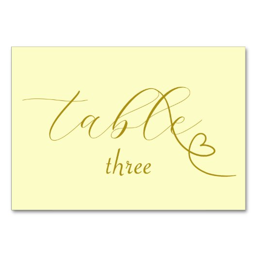 Moderne Kolorblock-Hochzeit | Buttergelb Tischnummer (Vorderseite)