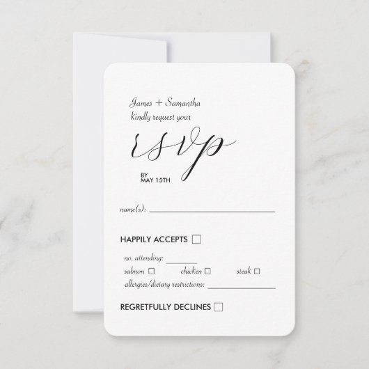 Moderne Kolorblock-Hochzeitssache | Schwarz auf We RSVP Karte (Vorderseite)