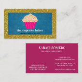 Moderne Konditorei Cupcake Koch Catering Border Visitenkarte (Vorne/Hinten)