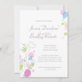 Moderne Konfetti Blätter Rosa Foto Hochzeit Einladung (Vorderseite)