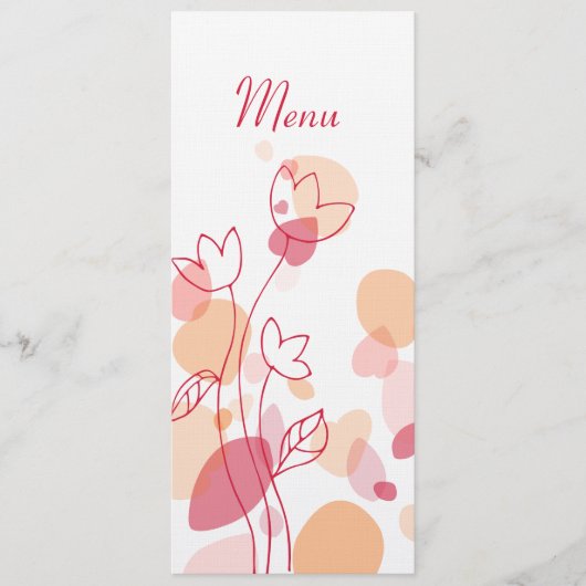 Moderne Konfetti Blume Blätter Hochzeitsmenü Menükarte (Vorderseite)