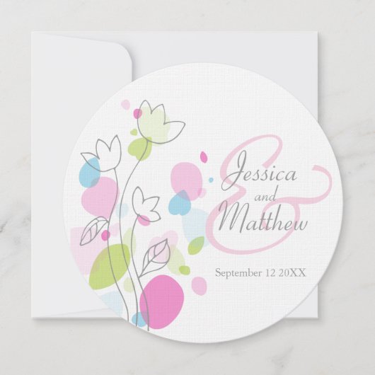 Moderne Konfetti Blume Blütenblatt Rundhochzeit ei Einladung (Vorderseite)