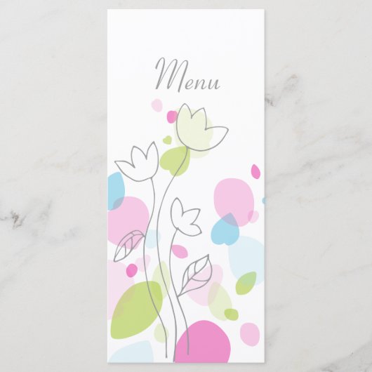 Moderne Konfetti Blume Blütenblätter Hochzeitsmenü Menükarte (Vorderseite)