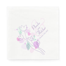 Moderne Konfetti Blume Datum Hochzeit Servietten