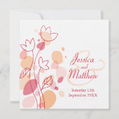 Moderne Konfetti-Blume mit Blätterquadrat Einladung (Vorderseite)