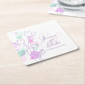 Moderne Konfetti Blume Name Datum Hochzeit Unterse Rechteckiger Pappuntersetzer (angewinkelt)