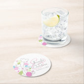 Moderne Konfetti Blume Name Datum Hochzeit Unterse Runder Pappuntersetzer (Vor Ort)