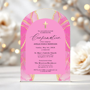 Moderne Konfirmations-Einladung Blush Pink Gold Ac Acryleinladungen