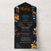 Moderne Kontrastfarben gegen Schwarze Hochzeit All In One Einladung (Innen Boden)