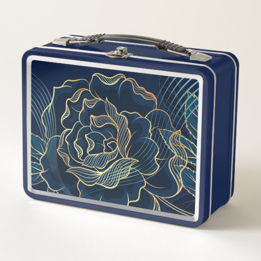 Moderne Kontur der Rose Metall Brotdose (Vorderseite)