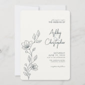 Moderne Kontur Gray Foliage Hochzeit Einladung (Vorderseite)