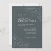 Moderne Kontur Gray Foliage Hochzeit Einladung (Vorderseite)
