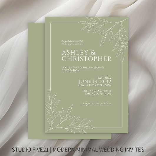 Moderne Kontur mit weichem Blattwerk Einladung