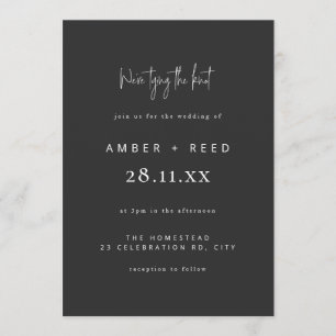 Moderne Kopplung des Knot-Wedding-Black Matte-Skri Einladung
