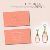 Moderne Koralle mit Perlsilber-Grenze und Monogram Visitenkarte