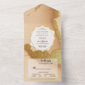 Moderne Korallen Abstrakt 🌸 unikale Ölhochzeit All In One Einladung (Innen Boden)