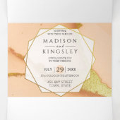 Moderne Korallen Abstrakt 🌸 unikale Ölhochzeit Dreifach Gefaltete Einladung (Innenseite Mitte)