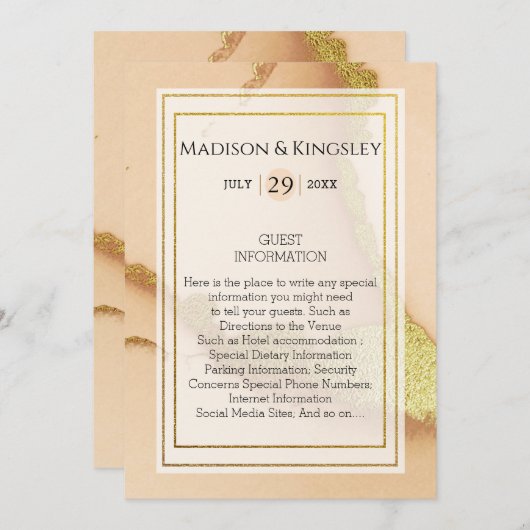 Moderne Korallen Abstrakt 💡 unikale Ölhochzeit Einladung (Vorne/Hinten)