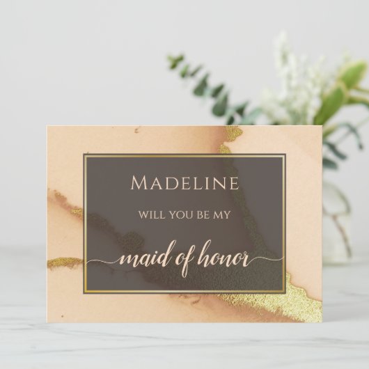 Moderne Korallen Abstrakt 💡 unikale Ölhochzeit Einladung (Stehend Vorderseite)