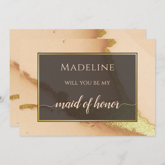 Moderne Korallen Abstrakt 💡 unikale Ölhochzeit Einladung (Vorne/Hinten)