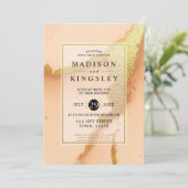 Moderne Korallen Abstrakt 🌸 unikale Ölhochzeit Einladung (Stehend Vorderseite)