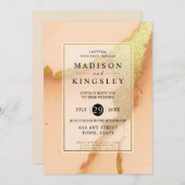 Moderne Korallen Abstrakt 🌸 unikale Ölhochzeit Einladung (Vorne/Hinten)