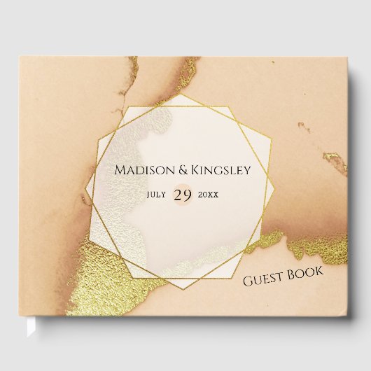 Moderne Korallen Abstrakt 💡 unikale Ölhochzeit Gästebuch (Vorderseite)