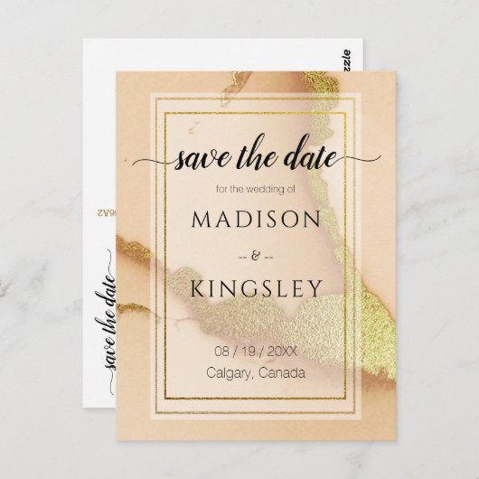 Moderne Korallen Abstrakt 💡 unikale Ölhochzeit Postkarte (Vorne/Hinten)